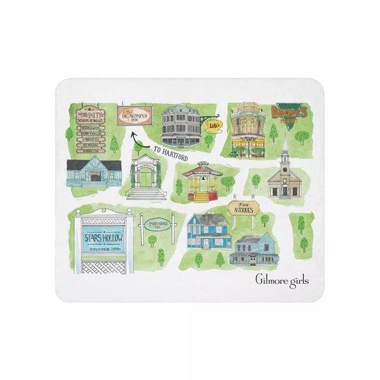 Gilmore Girls Stars Hollow Map Sherpa Blanket - US 8706