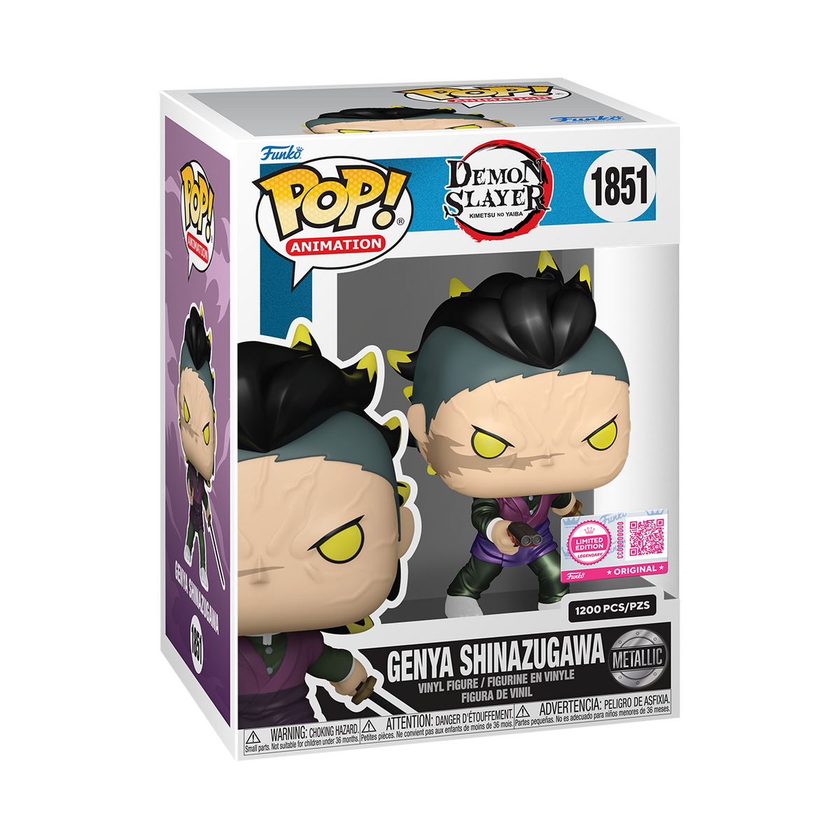Pop! Genya Shinazugawa (Demon Form) (Metallic) with Pop! Protector - US 4835