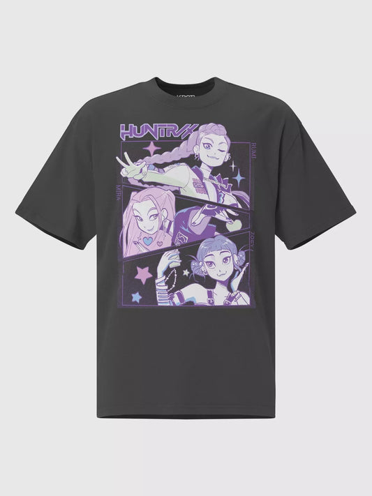 KPop Demon Hunters HUNTR/X Black Faded Tee - US 5519