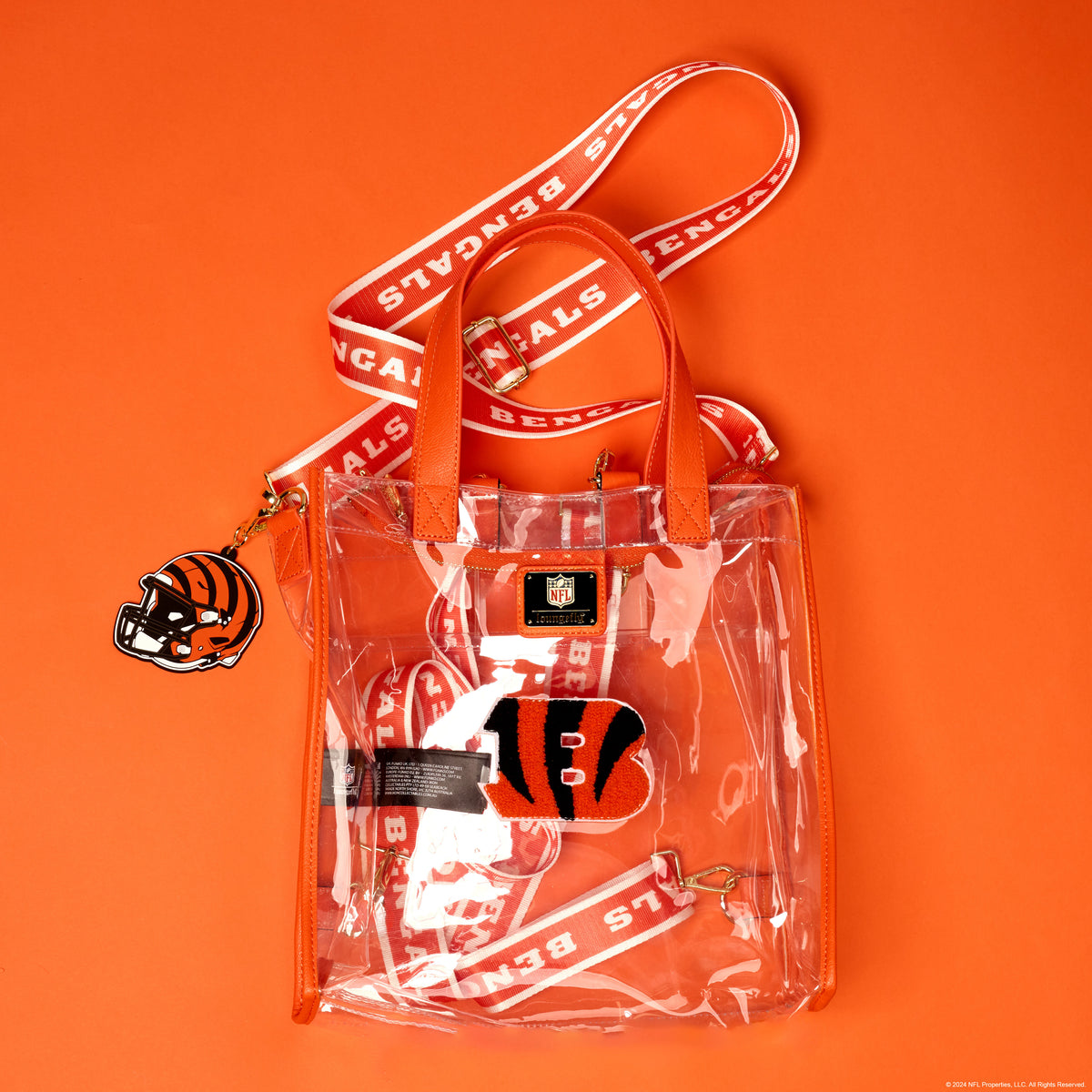 NFL Cincinnati Bengals Clear Convertible Backpack & Tote Crossbody Stadium Bag - US 9129