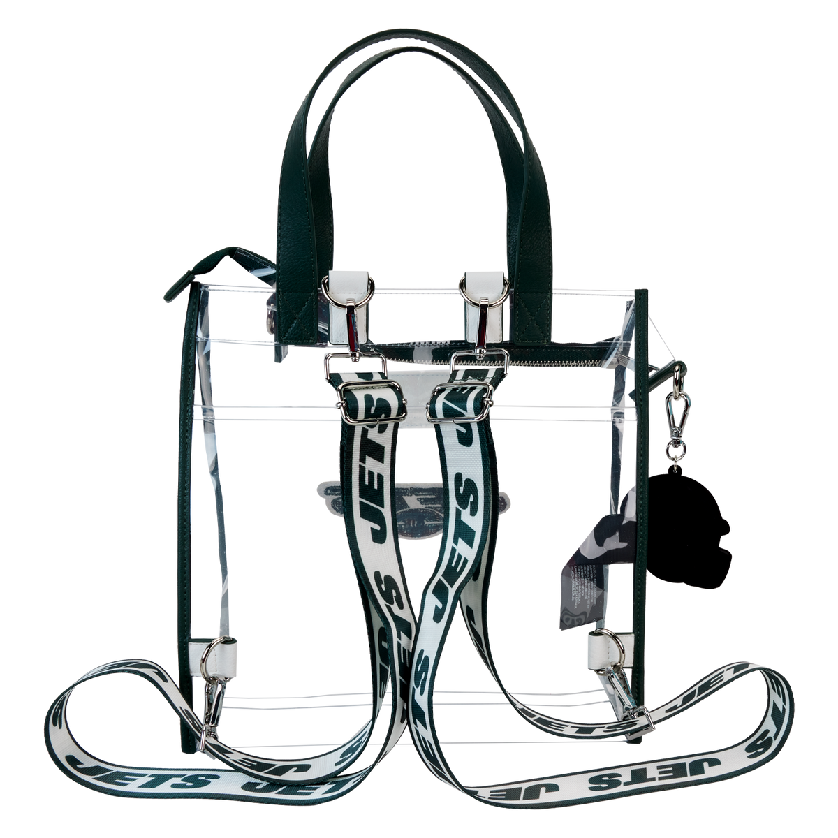 NFL New York Jets Clear Convertible Backpack & Tote Crossbody Stadium Bag - US 0710